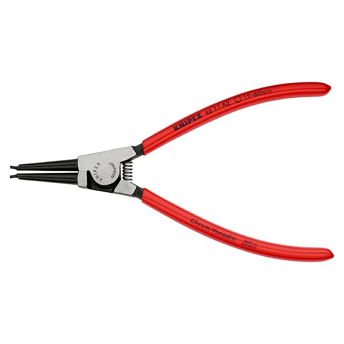 Knipex Zangen-Set - Länge: 18 cm - KNIPEX 46 11 A2 Sprengringzange für Innenringe in Bohrungen, 19-60 mm, Chrom-Vanadin-Elektrostahl, ideal für Werkstatt & Montagearbeiten.