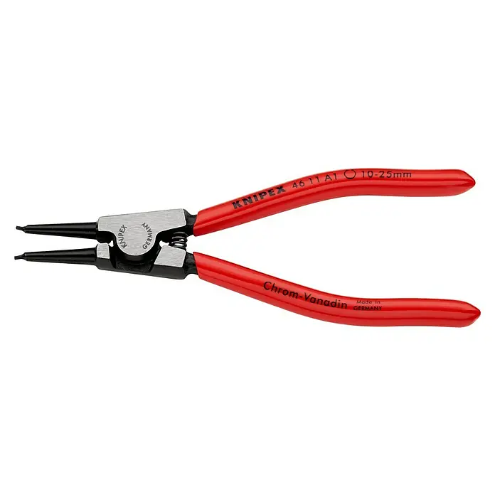 Knipex Zangen-Set - Länge: 14 cm, Passend für: Sicherungsringe auf Wellen Ø 10 – 25 mm - Die KNIPEX 46 11 A1 Sprengringzange für Innenringe von 10-25mm, aus Chrom-Vanadium-Elektrostahl, ideal für präzise Montagearbeiten.