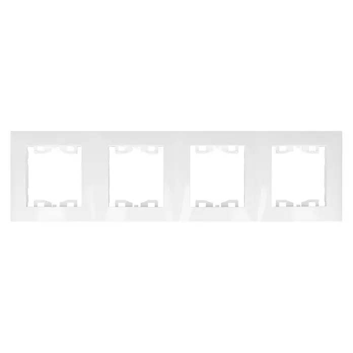 Voltomat VITA Abdeckrahmen - Alpinweiß, 4-fach, Kunststoff, Horizontal - Weiße Vierfach-Schalterabdeckung für eine elegante Wandgestaltung. Ideal für modernes Interieur und einfache Installation.