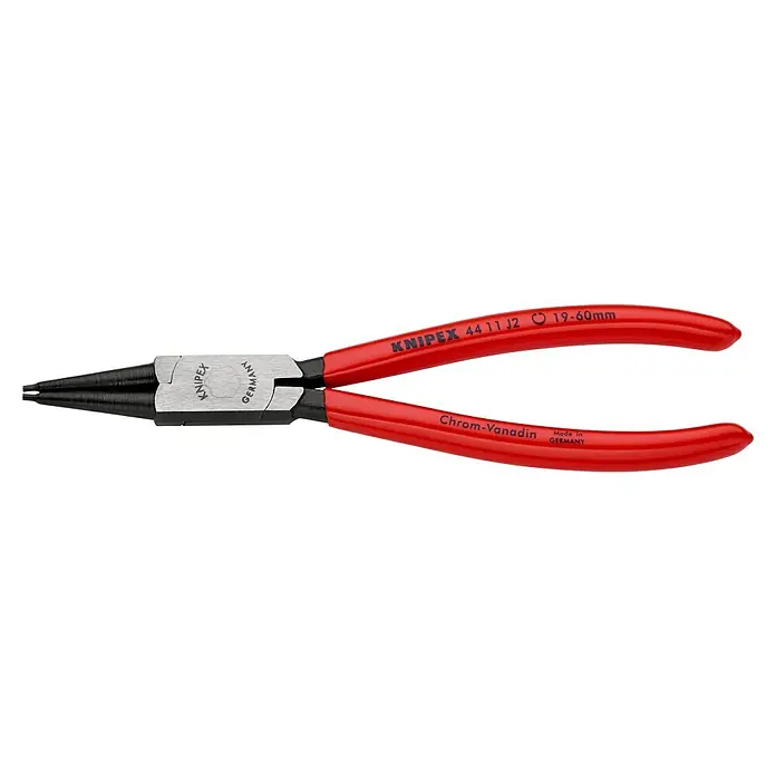 Knipex Sicherungsringzange - Länge: 18 cm, Passend für: Sicherungsringe in Bohrungen Ø 8 - 140 mm - Knipex 44 11 J2 Sicherungsringzange für Innenringe in Bohrungen von 19-60mm. Robustes Werkzeug für den professionellen Einsatz.