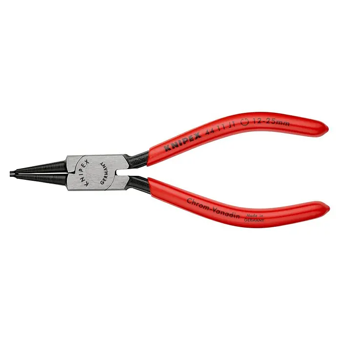 Knipex Sicherungsringzange - Länge: 14 cm, Passend für: Sicherungsringe in Bohrungen Ø 8 - 140 mm - KNIPEX 44 11 J1 Rundzange mit tauchisolierten Griffen für präzises Biegen von Drahtschlaufen und Ösen, ideal für Elektronikarbeiten.