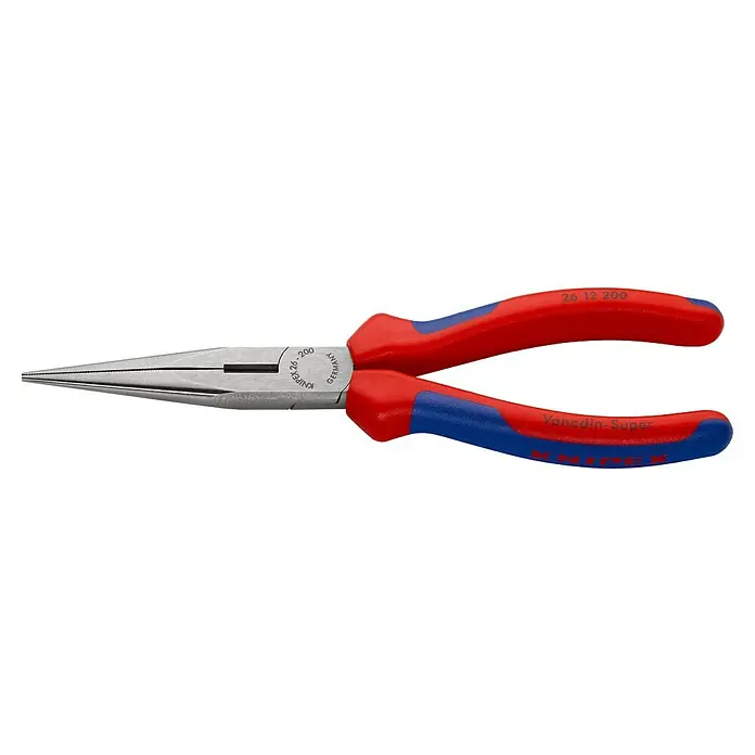 Knipex Flachrundzange - Länge: 20 cm, Poliert, Gerade - Knipex 26 12 200 Flachrundzange mit Mehrkomponenten-Griff. Ideal für präzise Greif- und Schneidarbeiten in Elektronik und Feinmechanik.