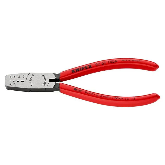 Knipex Crimpzange - Länge: 14,5 cm - Knipex 97 61 145A Crimpzange für Aderendhülsen mit präzisen Crimpprofilen, geeignet für 0,25 bis 2,5 mm² Querschnitt. Made in Germany.