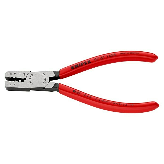 Knipex Crimpzange für AderendhülsenLänge: 145 mm, Material Griff: Kunststoff überzogen Left Side View