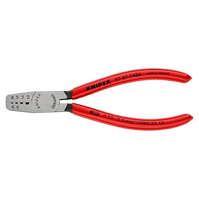 Knipex Crimpzange für AderendhülsenLänge: 145 mm, Material Griff: Kunststoff überzogen Left Side View