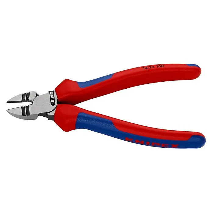 Knipex Seitenschneider - Länge: 16 cm, Härte Schneide: 60 HRC - Die KNIPEX 14 22 160 Seitenschneider mit zweifarbigen Mehrkomponenten-Griffhüllen für optimalen Halt, schneiden mittelharten Draht bis 2 mm.