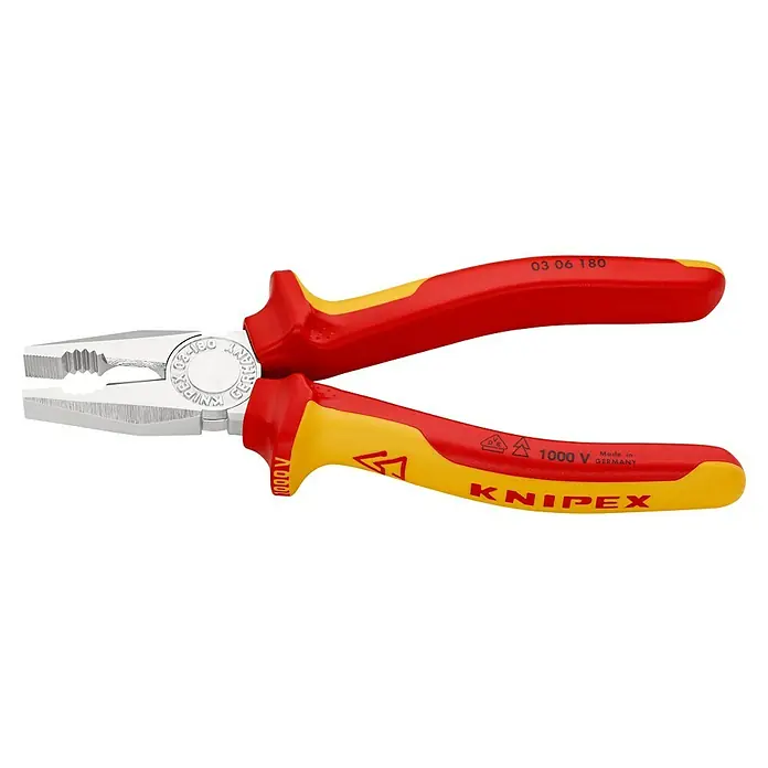 Knipex Kombizange - Länge: 18 cm, Ölgehärtet - Eine hochwertige Knipex Kombinationszange mit isolierten Griffen für sicheres Arbeiten. Ideal für Elektroinstallationen.