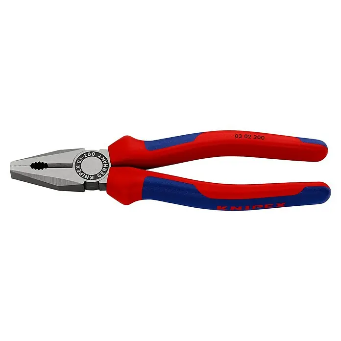 Knipex Kombizange - Länge: 20 cm, Gehärtete Schneiden, Poliert - Knipex Kombinationszange mit Mehrkomponenten-Griff für Elektriker, ideal zum Greifen, Biegen, Schneiden und Entgraten von Kabeln.