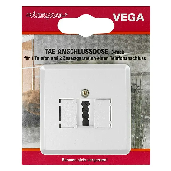 Voltomat VEGA TAE-Telefondose - Silber - Dreifache TAE-Anschlussdose von VOLTOMAT-VEGA für ein Telefon und zwei Zusatzgeräte, ideal für den Telefonanschluss.