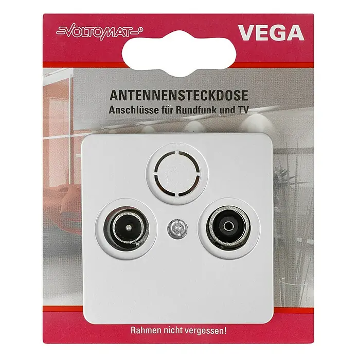 Voltomat VEGA Antennendose - Silber, 2-fach - Antennensteckdose von Voltomat Vega für Radio und TV-Anschlüsse. Rahmen nicht vergessen!