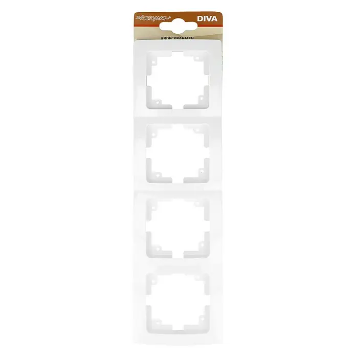 Voltomat DIVA Abdeckrahmen - Ultraweiß, 4-fach, Kunststoff - Weiße DIVA Abdeckrahmen für Schalter und Steckdosen, 4-fach Packung zur stilvollen Wandgestaltung.