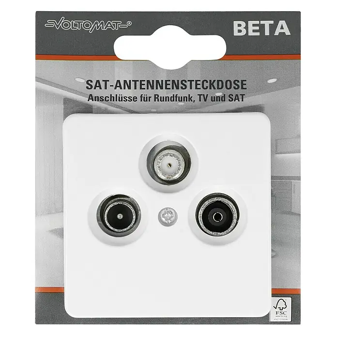 Voltomat BETA Antennendose - 3-fach - SAT-Antennensteckdose der Marke VOLTOMAT-BETA für Radio-, TV- und Satellitenanschlüsse. Praktisch und zuverlässig für Ihr Zuhause.