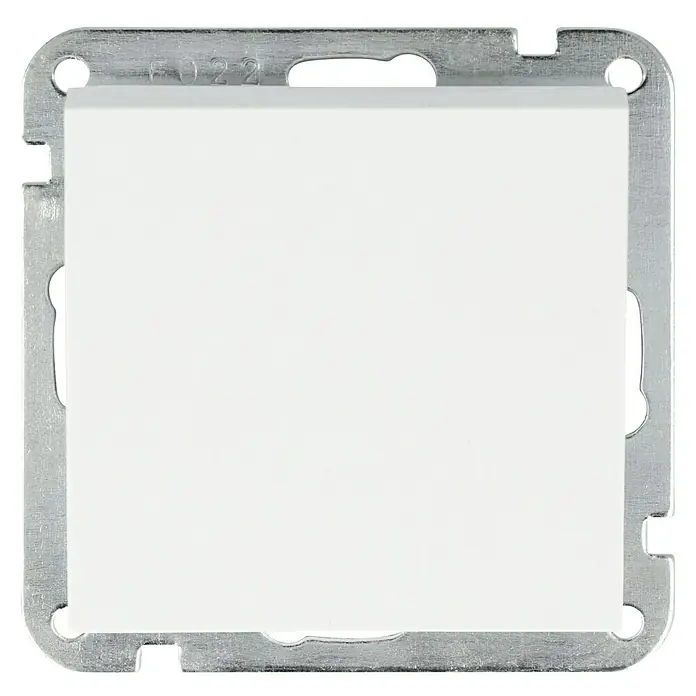 Voltomat MIKA Taster - Ultraweiß, Glänzend, Unterputzmontage, 10 A - Ein weißer Lichtschalter mit silberner Metallumrandung, ideal für moderne Innenräume und einfache Bedienung.