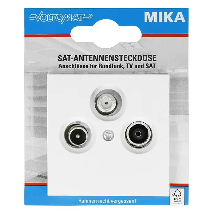 Voltomat MIKA Antennendose - 3-fach, Ultraweiß - Bild einer Sat-Antennensteckdose von Voltomatt. Praktisch für Rundfunk-, TV- und Satellitenanschlüsse.