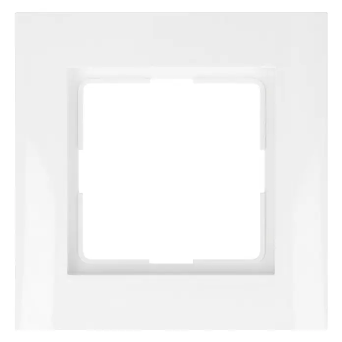 Abdeckrahmen - Reinweiß, 1-fach, Kunststoff - Nahaufnahme eines weißen Lichtschalters mit quadratischer Aussparung für den Einbau.
