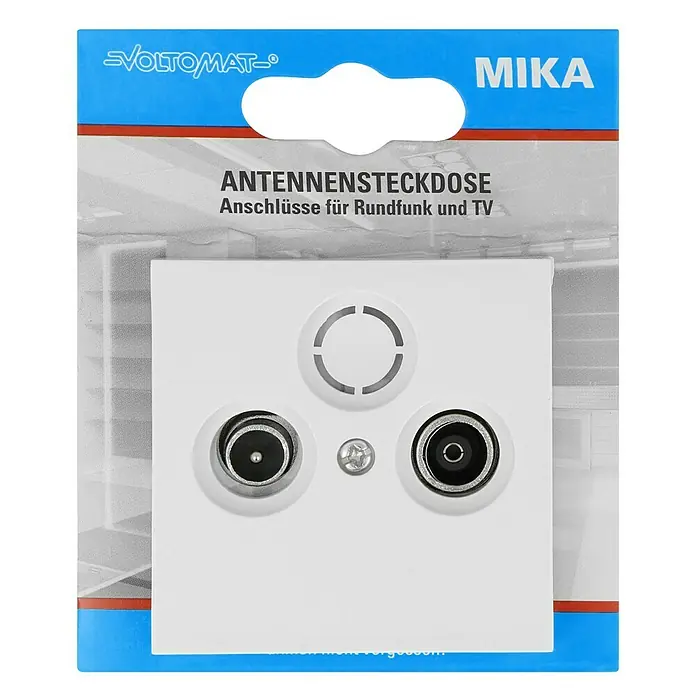 Voltomat MIKA Antennendose - Ultraweiß, Glänzend, Kunststoff, Unterputzmontage - Antennensteckdose MIKA von Voltomaten für Rundfunk- und TV-Anschlüsse. Ideal für den Empfang von Radio- und Fernsehsignalen.
