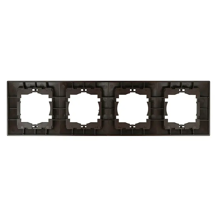 Voltomat DEA 100 Abdeckrahmen - Braun, 4-fach, Kunststoff, Vertikal - Vierfach-Schalterrahmen in Braun. Ideal, um mehrere Schalter oder Steckdosen stilvoll zu kombinieren. Robuste Ausführung für den täglichen Gebrauch.