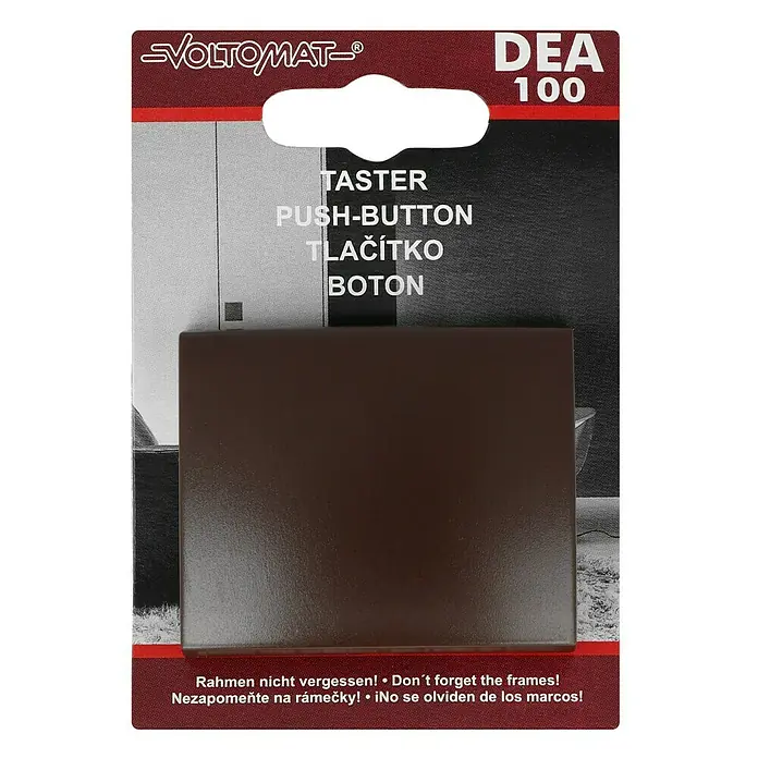 Voltomat DEA 100 Taster - Braun, Kunststoff, 10 A - Nahaufnahme einer VOLTOMAT DEA 100 Taster Drucktaste, ideal für verschiedene Anwendungen. Hochwertiges Produkt für den täglichen Gebrauch.