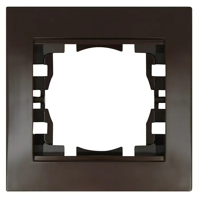 Voltomat DEA 100 Abdeckrahmen - Braun, 1-fach, Kunststoff, Vertikal - Braune quadratische Blende für Schalter und Steckdosen, ideal für moderne Innenräume und einfache Montage.