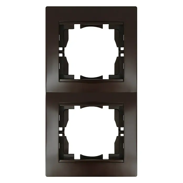 Voltomat DEA 100 Abdeckrahmen - Braun, 2-fach, Kunststoff, Vertikal - Doppelter, brauner Schalterrahmen zur stilvollen Integration von zwei Schaltern oder Steckdosen in Ihr Interieur.