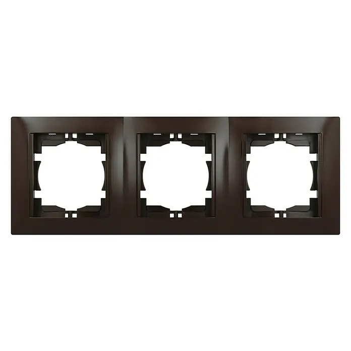Voltomat DEA 100 Abdeckrahmen - Braun, 3-fach, Kunststoff, Vertikal - Dunkelbrauner 3-fach Rahmen zur stilvollen Integration von Schaltern und Steckdosen. Perfekt für moderne Innenräume und einfache Installation.