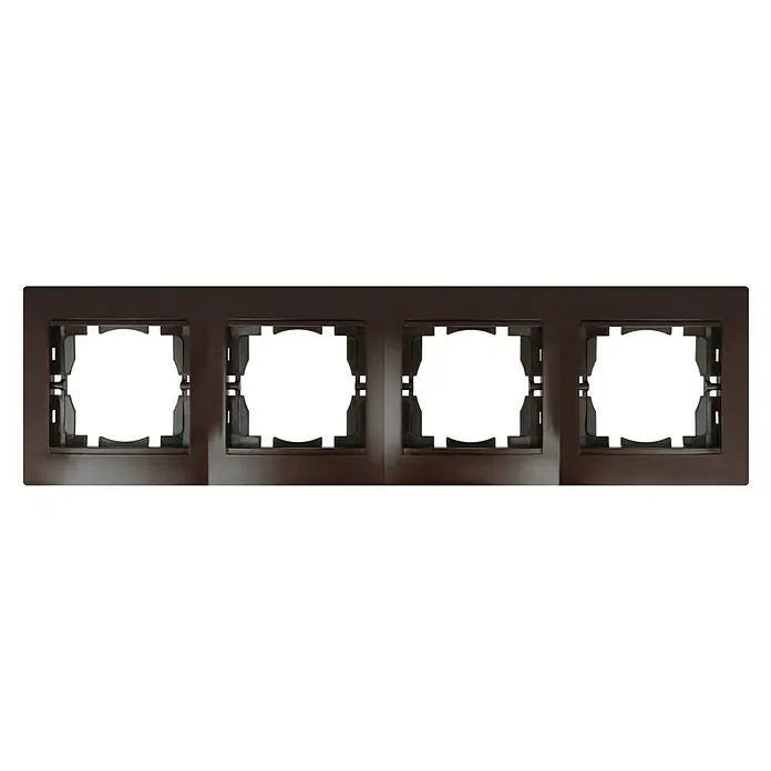 Voltomat DEA 100 Abdeckrahmen - Braun, 4-fach, Kunststoff, Horizontal - Braune Abdeckplatte mit vier Aussparungen für elektronische Schaltereinsätze. Eine elegante Lösung für Ihr Zuhause.