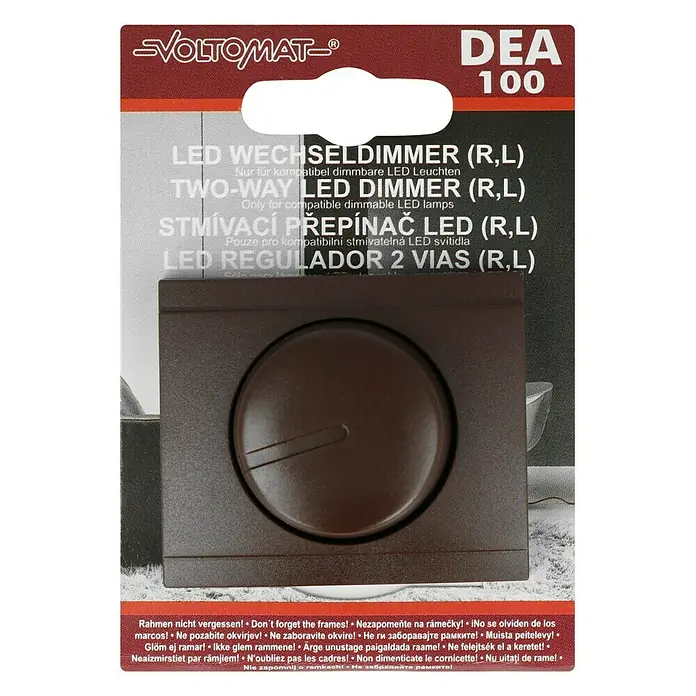 Voltomat DEA 100 LED-Dimmer - Braun, Kunststoff - LED-Wechseldimmer DEA 100 von Voltomat: Ein vielseitiger Dimmer für kompatible dimmbare LED-Leuchten, ideal für stimmungsvolle Beleuchtung.