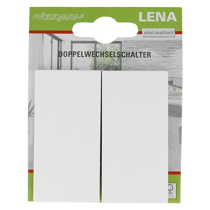 Voltomat Lena Doppelwechselschalter - Polarweiß, Kunststoff, 10 A - Doppelwechselschalter LENA edel mattiert von VOLTOMAT, eine stilvolle Ergänzung für jedes Interieur.