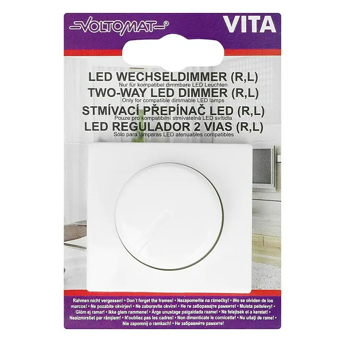 Voltomat VITA LED-Dimmer - Alpinweiß, Kunststoff - LED-Wechseldimmer (R,L) für kompatible dimmbare LED-Leuchten. Vergessen Sie nicht die Rahmen!