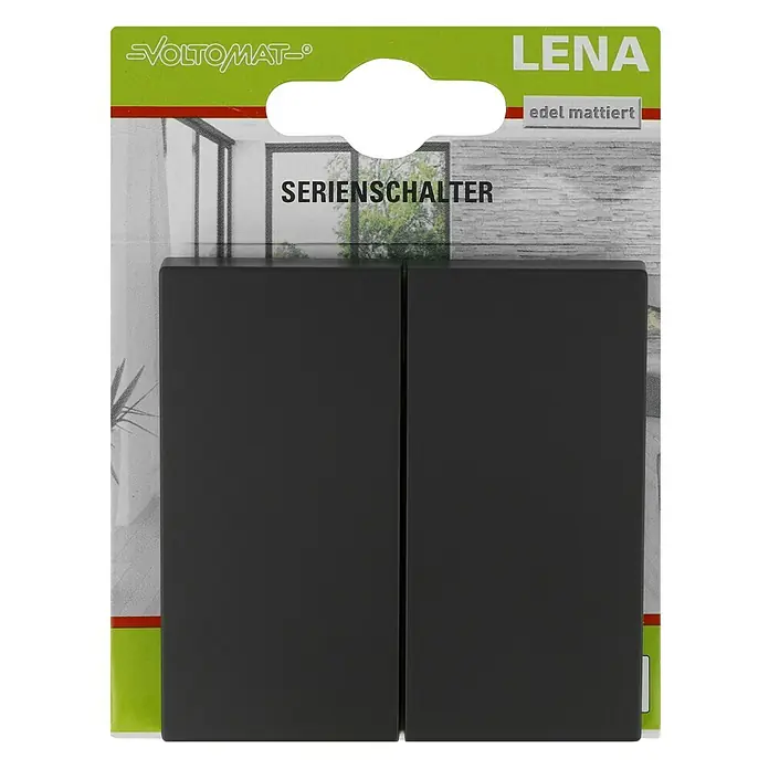 Voltomat Lena Serienschalter - Anthrazit, 10 A - Ein Voltomat Serienschalter von LENA in edel mattiertem Design. Der Schalter präsentiert sich als stilvolle Ergänzung für moderne Wohnräume.