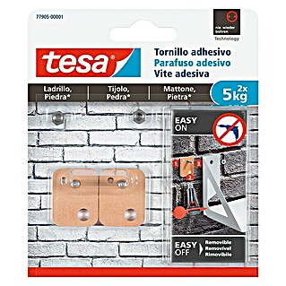 Tesa Tornillo adhesivo (Apto para: Ladrillo, Carga soportada: 5 kg, 2 ud., Rectangular)
