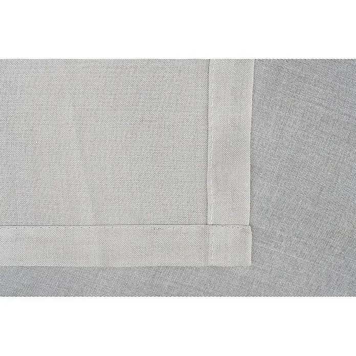 Ösenschal Breeze - B x H: 135 x 245 cm, 100 % Polyester, Grau - Detailaufnahme eines grauen Gardinenstoffs mit Saum. Die feine Webstruktur ist gut erkennbar.