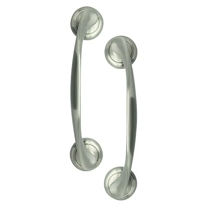 GDK Manillón AP-2562 SN - Aluminio, Curvado - Dos elegantes manijas de puerta curvas de acero cepillado, con un diseño moderno y elegante para una apariencia elegante.