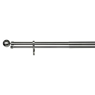 Komplettgarnitur Habito-Ball-Classic (Edelstahloptik, Länge Gardinenstange: 190 cm - 360 cm, Zweiläufig)