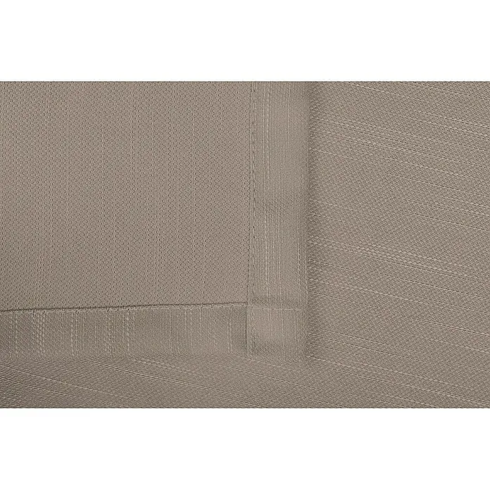 Schlaufenschal Leinen-Look - B x H: 135 x 245 cm, 100 % Polyester, Taupe - Nahaufnahme eines beigefarbenen Vorhangs, der die Textur und das subtile Muster des Stoffes hervorhebt. Ideal für Textilprojekte.