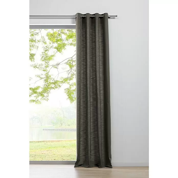 Ösenschal Leinen-Look - B x H: 135 x 245 cm, 100 % Polyester, Taupe - Stimmungsaufnahme