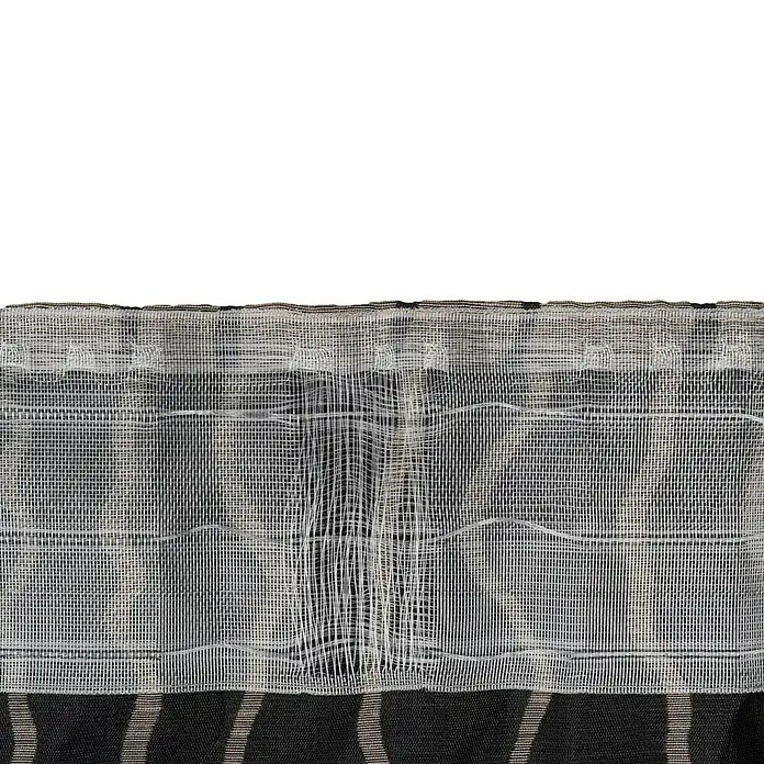 Schlaufenschal Stream - B x H: 135 x 300 cm, 100 % Polyester, Taupe - Nahaufnahme einer transparenten Gardine mit einem leichten, gewebten Muster und einer dekorativen Bordüre.