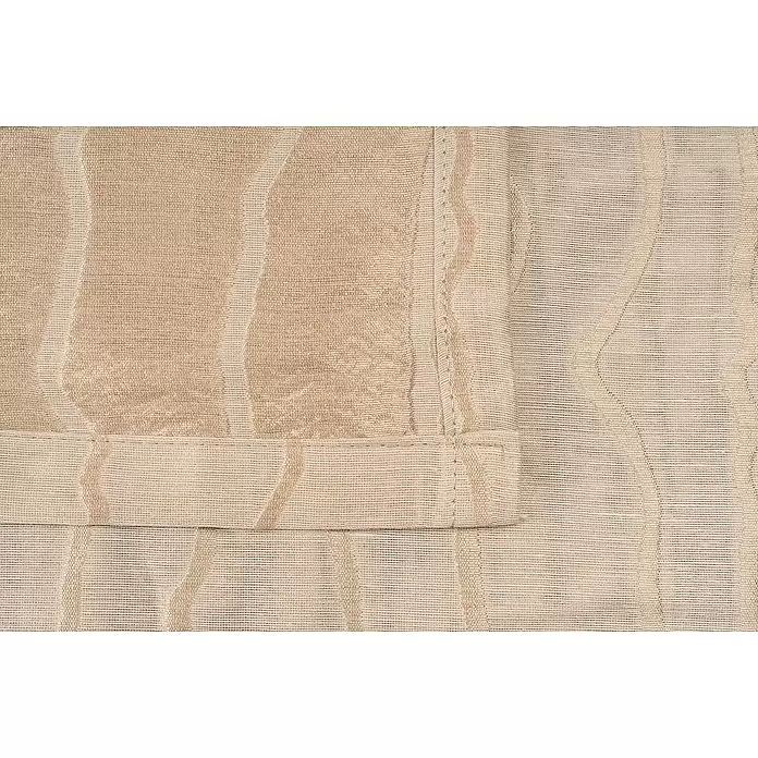 Ösenschal Stream - B x H: 135 x 245 cm, 100 % Polyester, Sand - Beiger, halbtransparenter Gardinenstoff mit wellenförmigem Streifenmuster und gefaltetem Saum.