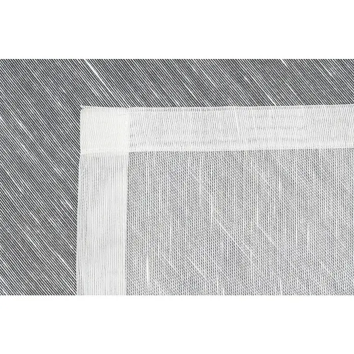 Schlaufenschal Soft - B x H: 135 x 245 cm, 100 % Polyester, Weiß - Nahaufnahme eines weißen, transparenten Gardinenstoffs mit dezenter Webstruktur vor einem Hintergrund mit linearem Muster.
