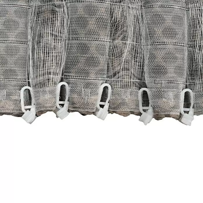 Schlaufenschal Dot - B x H: 135 x 300 cm, 100 % Polyester, Taupe - Braun-beiger locker gewebter Vorhang, gerafft mit weißen Haken.