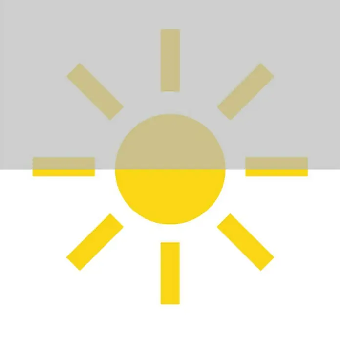 Estor enrollable Roll-up Scandi - An x Al: 80 x 250 cm, Roca, Unicolor - Símbolo de un sol radiante, que significa luminosidad y calor, ideal para pronósticos del tiempo o promociones de verano.