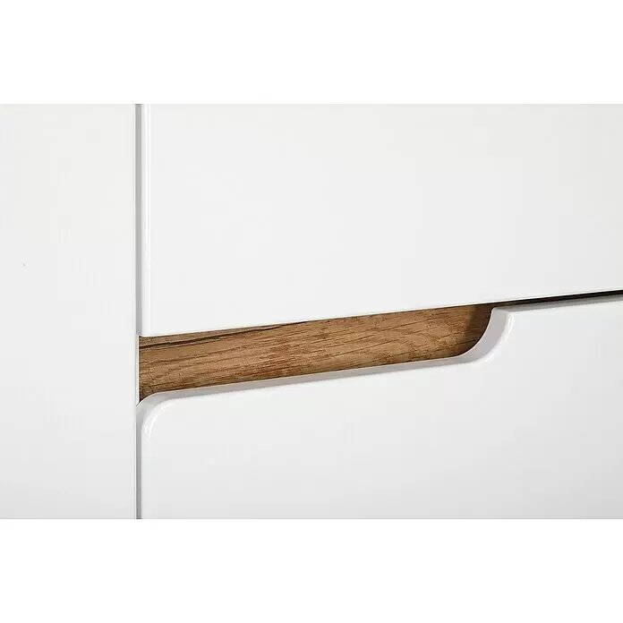 Astor Spek Waschtischunterschrank79,7 x 45,7 x 83,3 cm, Weiß/Eiche-Optik, Hochglanz, 2 Türen