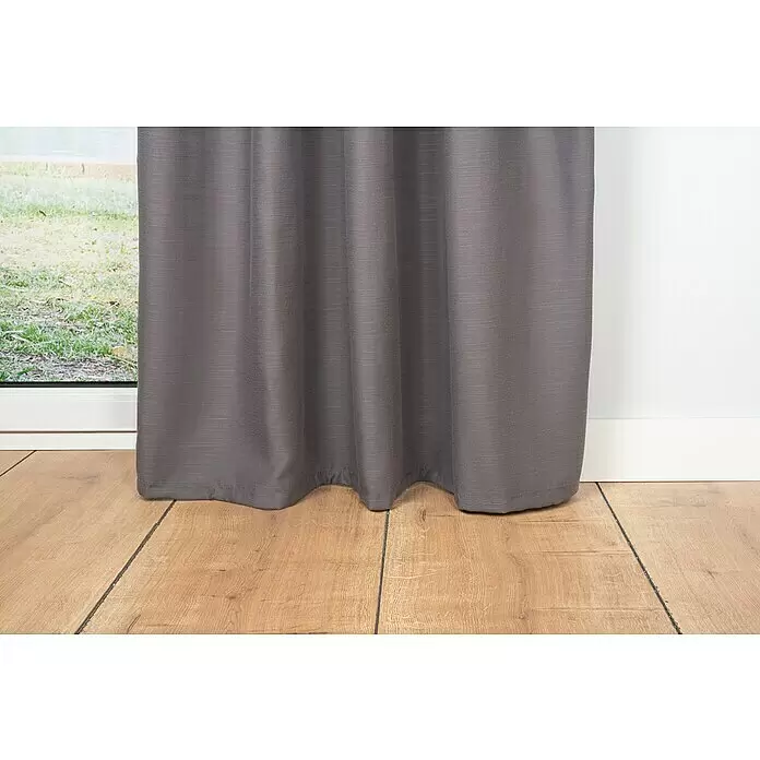 Schlaufenschal Leinen-Look - B x H: 135 x 300 cm, 100 % Polyester, Grau - Detailaufnahme