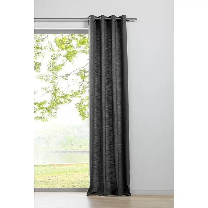 Ösenschal Leinen-Look - B x H: 135 x 300 cm, 100 % Polyester, Grau - Stimmungsaufnahme