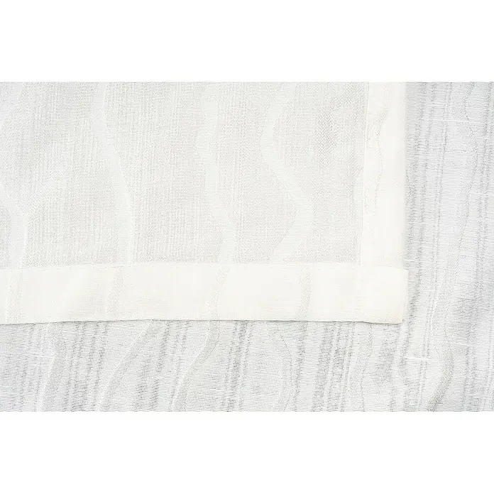 Ösenschal Stream - B x H: 135 x 300 cm, 100 % Polyester, Weiß - Detailaufnahme eines transparenten, weißen Vorhangs mit feiner Textur, der leichtes Tageslicht durchlässt und eine sanfte Atmosphäre erzeugt.