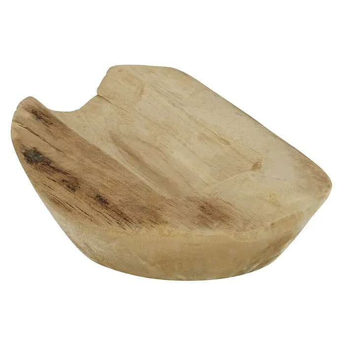Teakschale Flaschenhalter - 20 x 20 x 8 cm, Holz - Rustikale Holzschale mit natürlicher Maserung, ideal als dekoratives Element oder zur Aufbewahrung von Kleinigkeiten. Handgefertigt und einzigartig.
