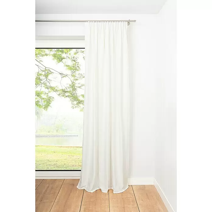 Schlaufenschal Leinen-Look - B x H: 135 x 300 cm, 100 % Polyester, Weiß - Stimmungsaufnahme