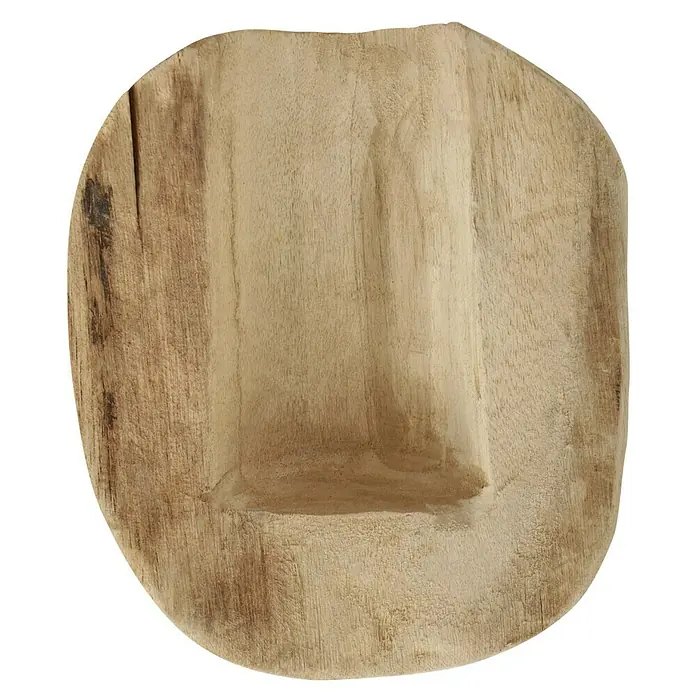 Teakschale Flaschenhalter - 20 x 20 x 8 cm, Holz - Ein rustikaler, hölzerner Servierteller mit einer rechteckigen Aussparung in der Mitte, ideal für Vorspeisen oder Beilagen.