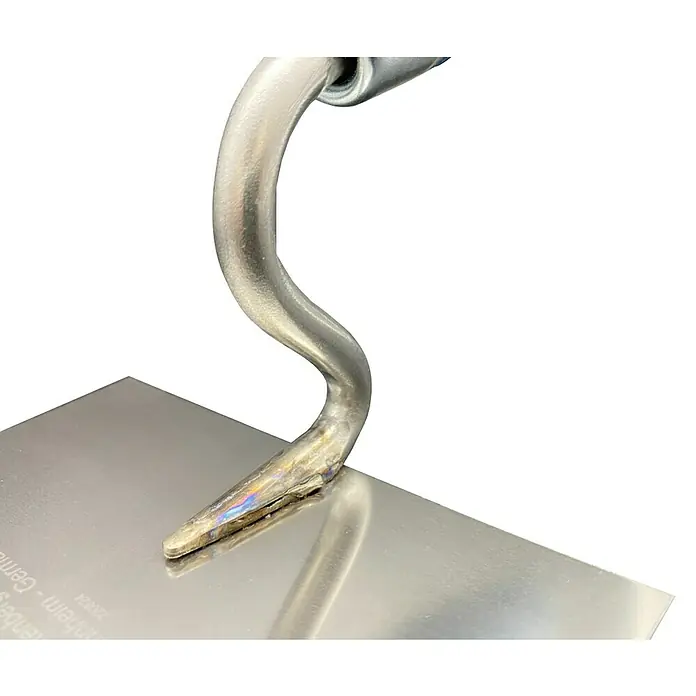Wisent Maurerkelle - Länge: 160 mm, Edelstahl - Detailaufnahme einer Glättkelle mit Edelstahlblatt und ergonomischem Griff für präzises Auftragen von Putz.