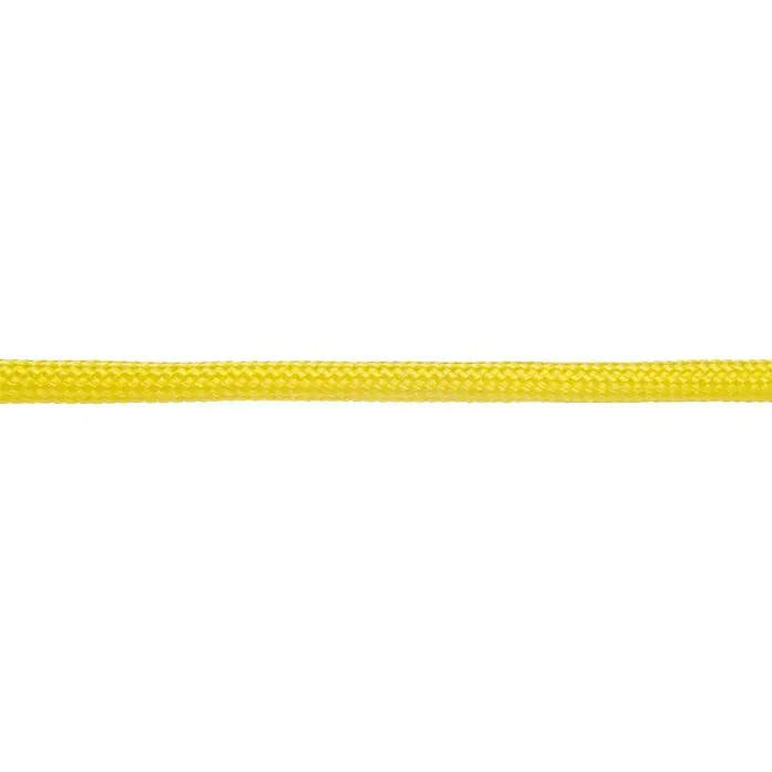 Glorex Bastelband Paracord - 2 Stk., Gelb, 500 cm - Nahaufnahme eines gelben Seils. Ideal für Kletterausrüstung oder zur Verwendung im Haushalt. Robust und vielseitig einsetzbar.